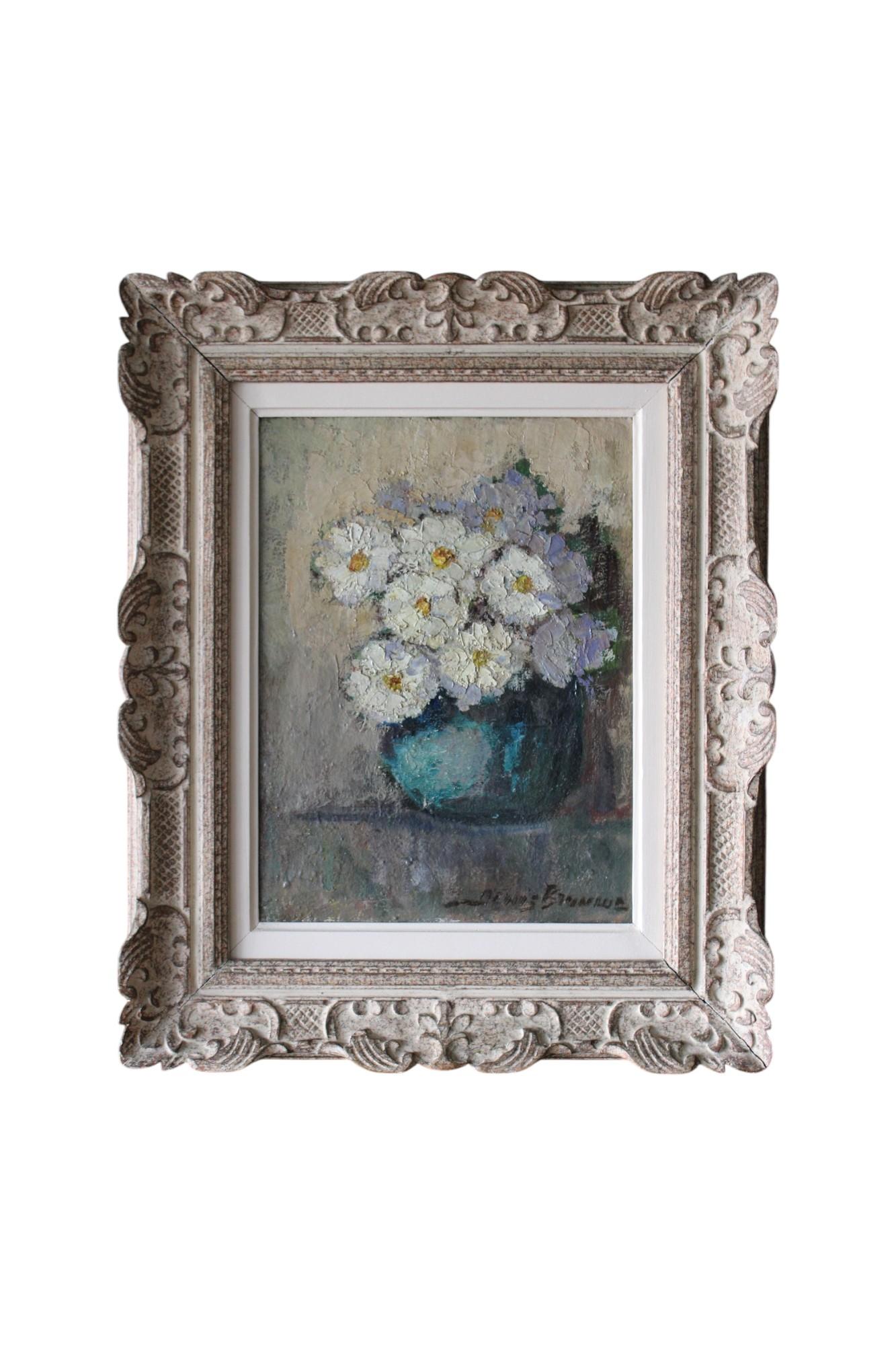 Fiori Natura morta Pittura a olio post impressionista francese bouquet floreale bianco
