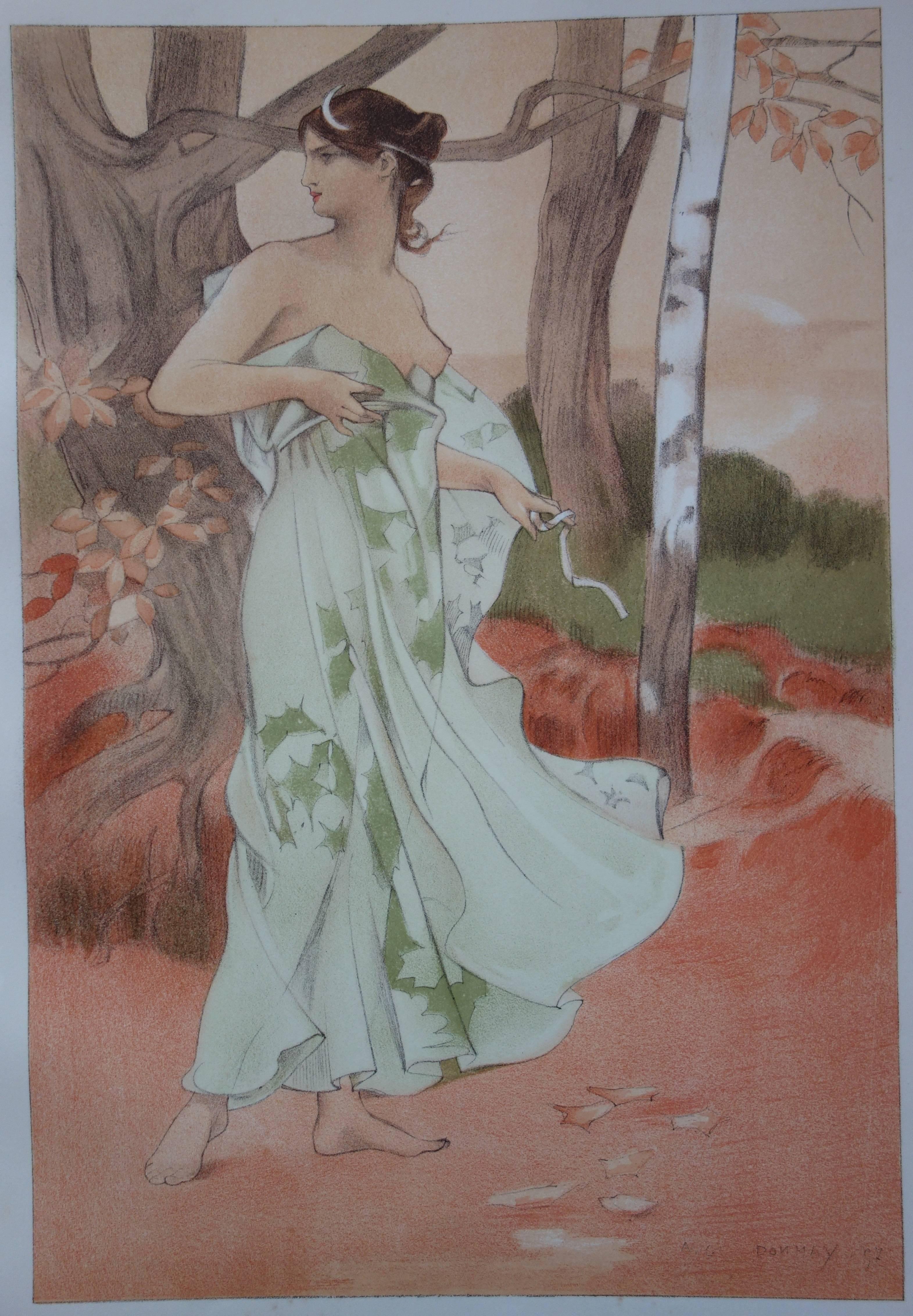 Artemisa - Litografía original (1897/98) - Print de Auguste Donnay