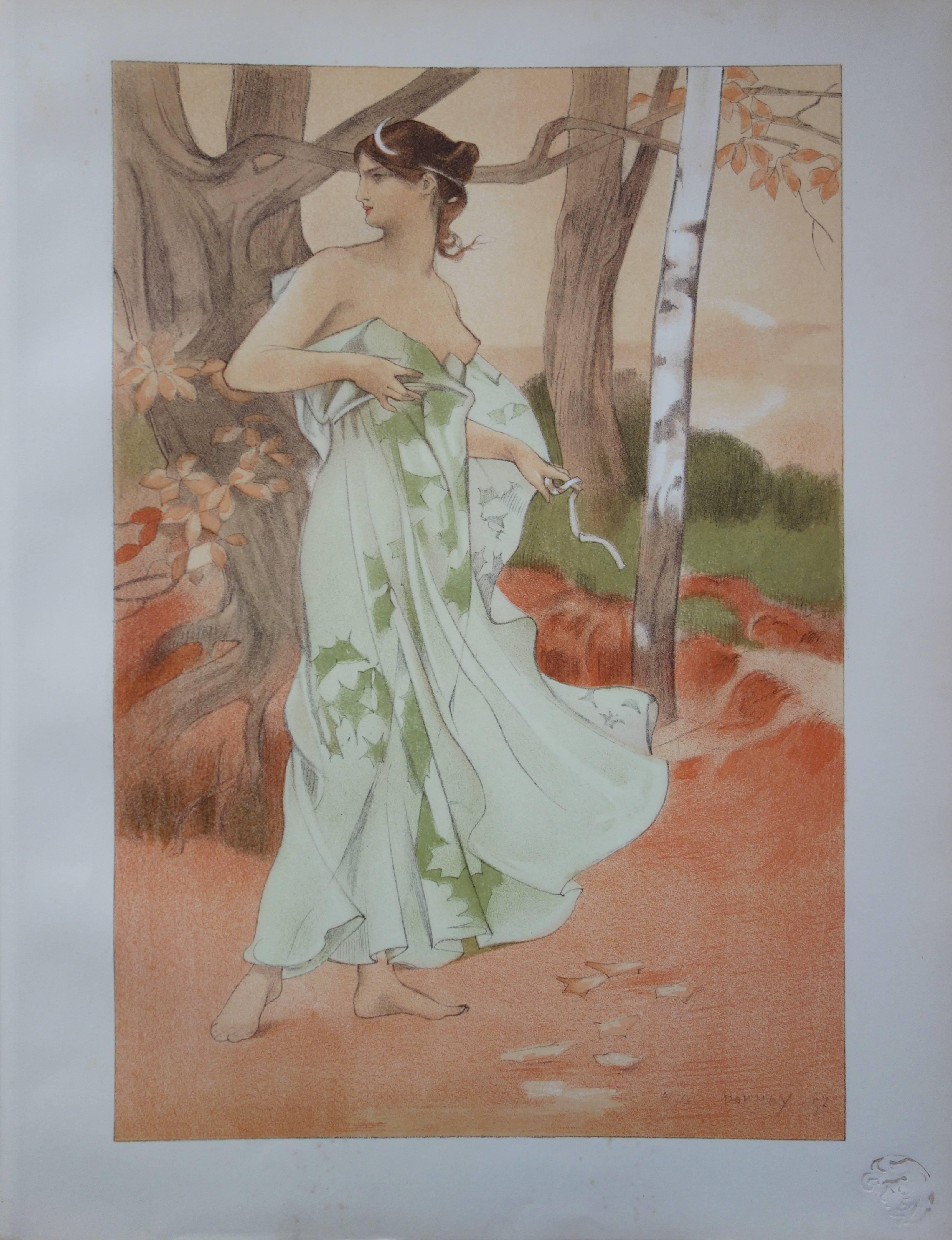 Auguste Donnay Figurative Print - Artemis - Original lithograph (1897/98)