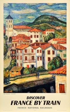 Original Vintage Railway Travel PosterBasque Country France SNCF Auguste Durel
