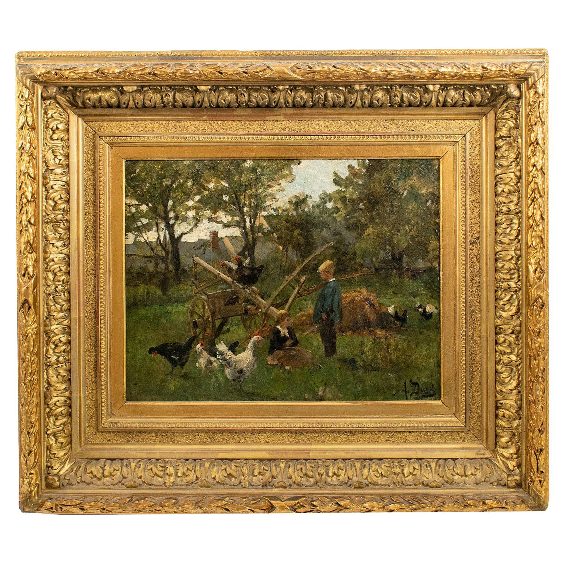 Auguste DURST (Français, 1842-1930).  Huile sur toile post-impressionniste