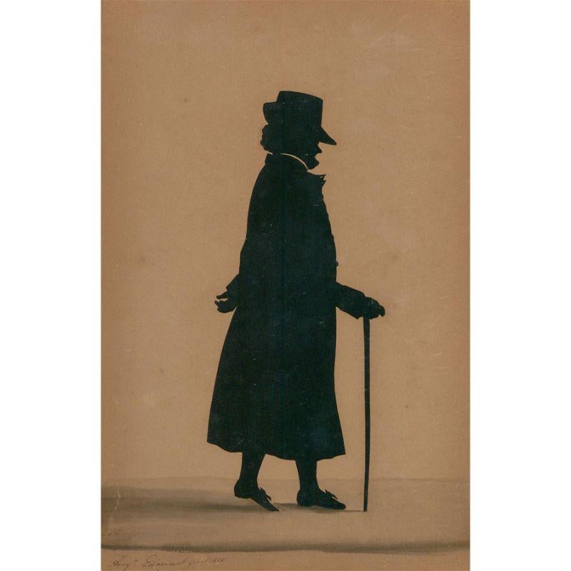Augustuste Edouart (1789-1861) - Silhouettes in carta tagliata del 1828, uomo georgiano di profilo - Painting di Auguste Edouart