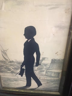 August Edouart Artista francese 1842 Silhouette di un giovane uomo sul lungomare di Boston
