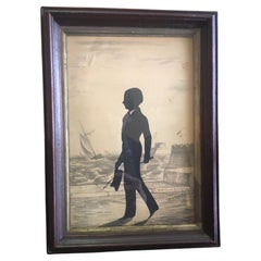 Auguste Edouart French Artist 1842 Silhouette of Young Man at Boston Waterfront