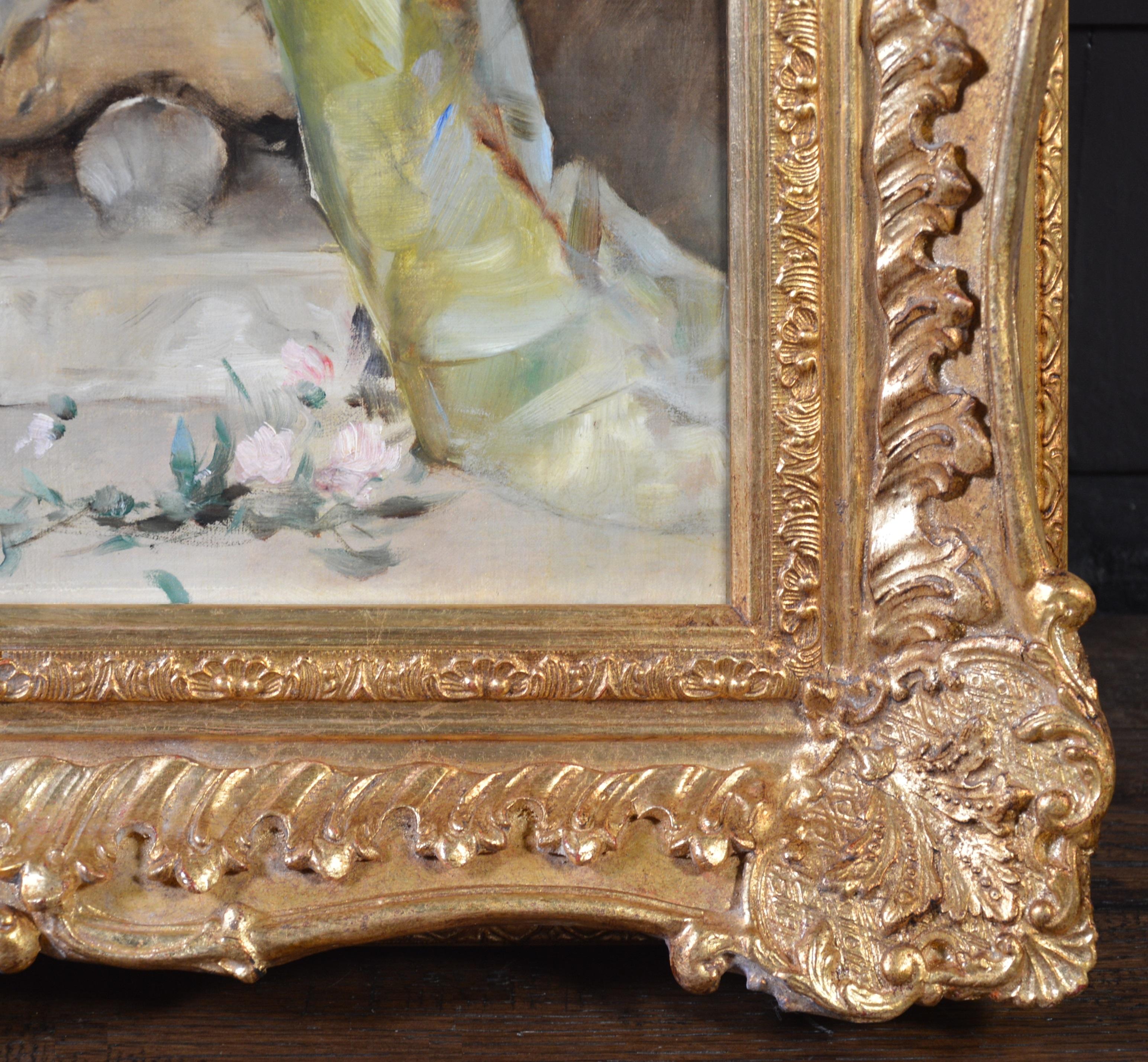 Une Fille de la Nymphe - 19th Century French Portrait Oil Painting Young Beauty  For Sale 8