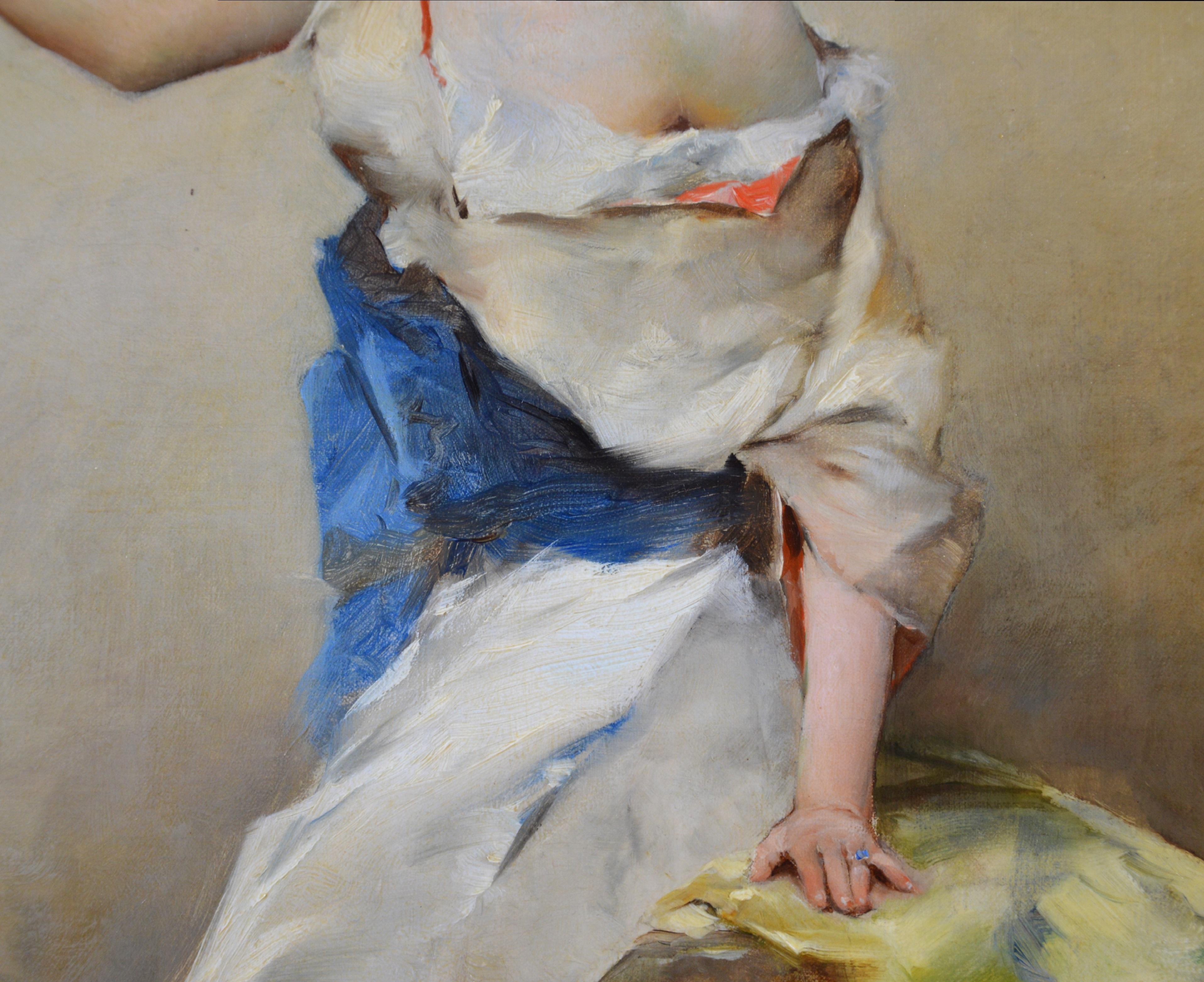 Une Fille de la Nymphe - 19th Century French Portrait Oil Painting Young Beauty  For Sale 2