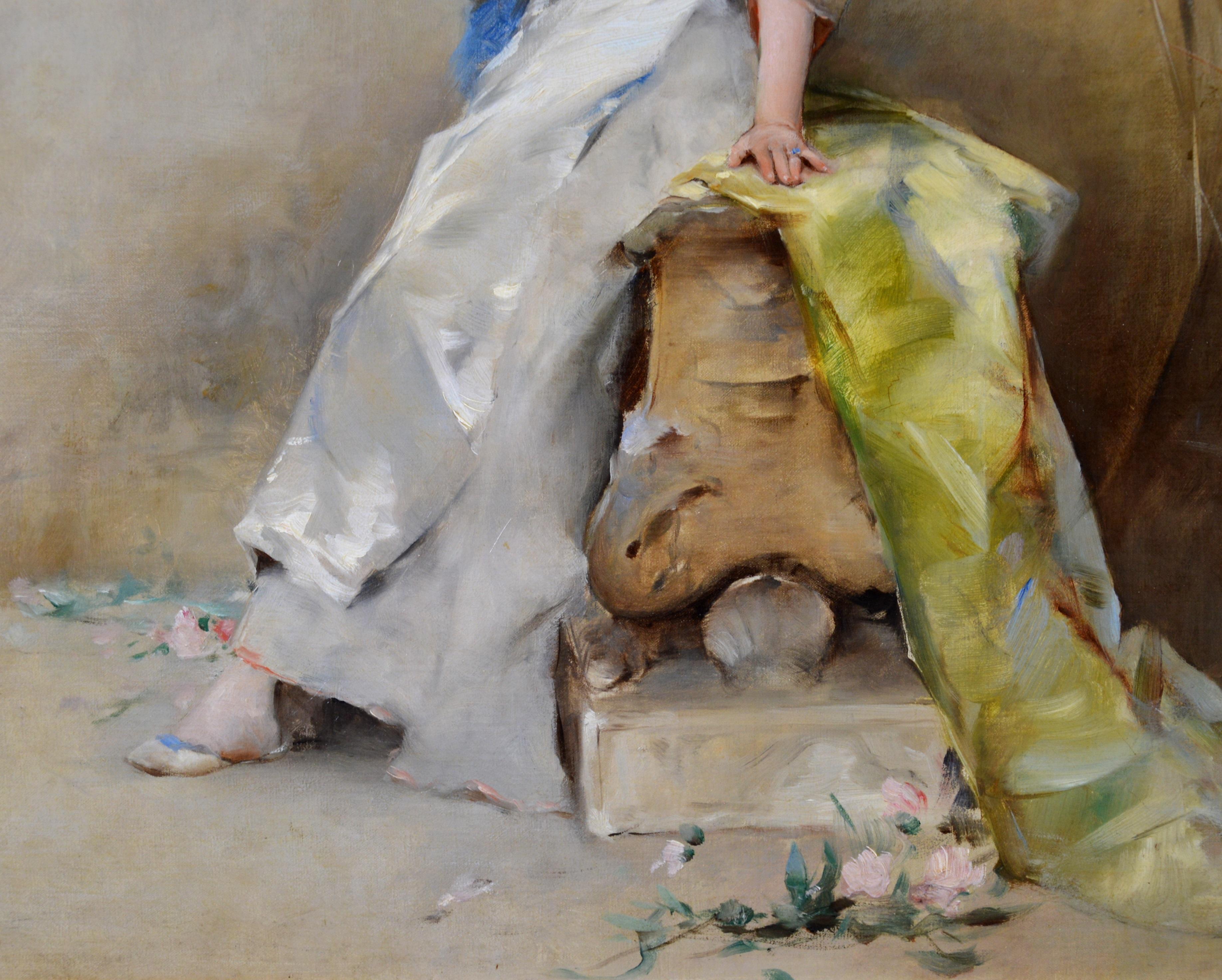 Une Fille de la Nymphe - 19th Century French Portrait Oil Painting Young Beauty  For Sale 5