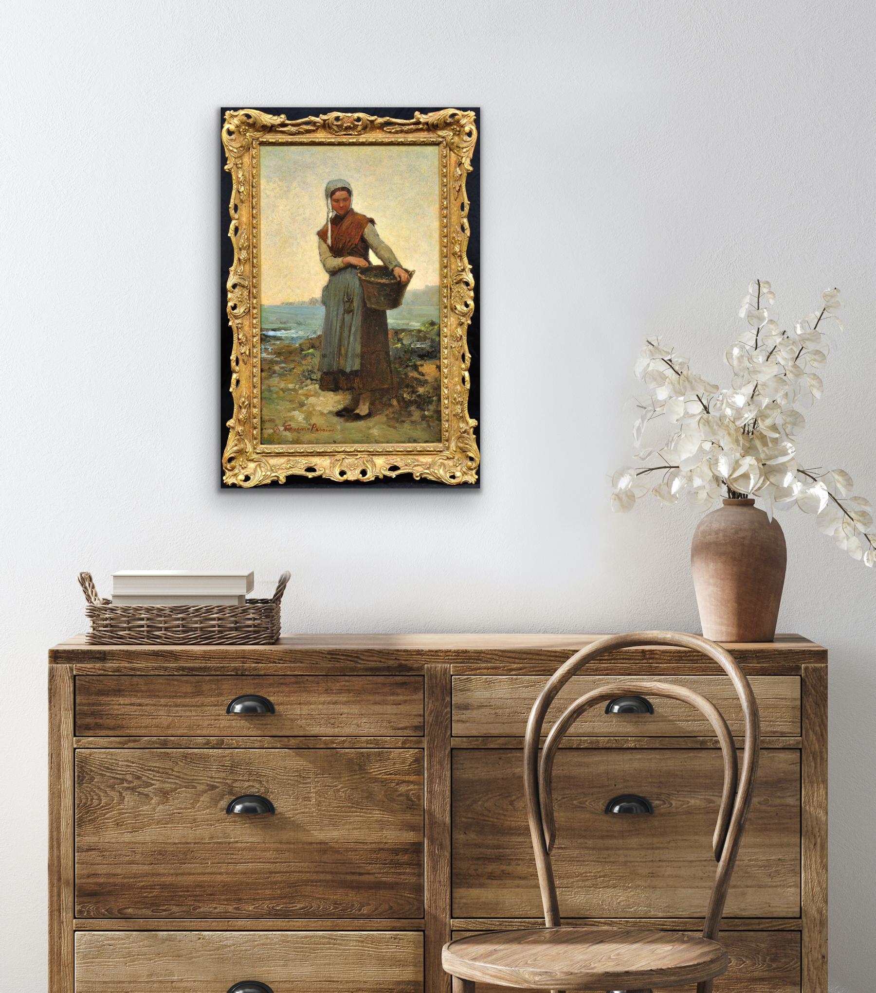 Cette peinture à l'huile originale de François Nicolas Augustin Feyen-Perrin, datant d'environ 1850 à 1880.
Le tableau est présenté et fourni dans son cadre d'origine (que l'on voit sur ces photos). Le verso du cadre présente une structure de