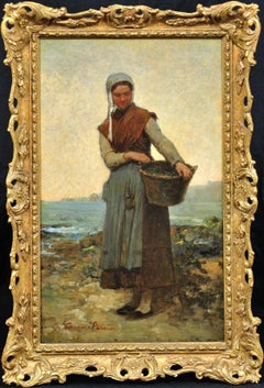 Ramasseuse de Coquillages, Bretagne.Shellfish Collector, Brittany. Breton 19th C