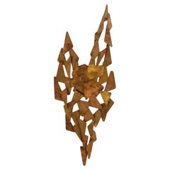 Auguste fix patinated metal wall light sculpture 1970s Vintage Auguste fix patinated metal wall light sculpture 1970s