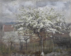 Auguste Francois Gorguet (1862-1927) The Cherry blossom tree, 1885 oil signed