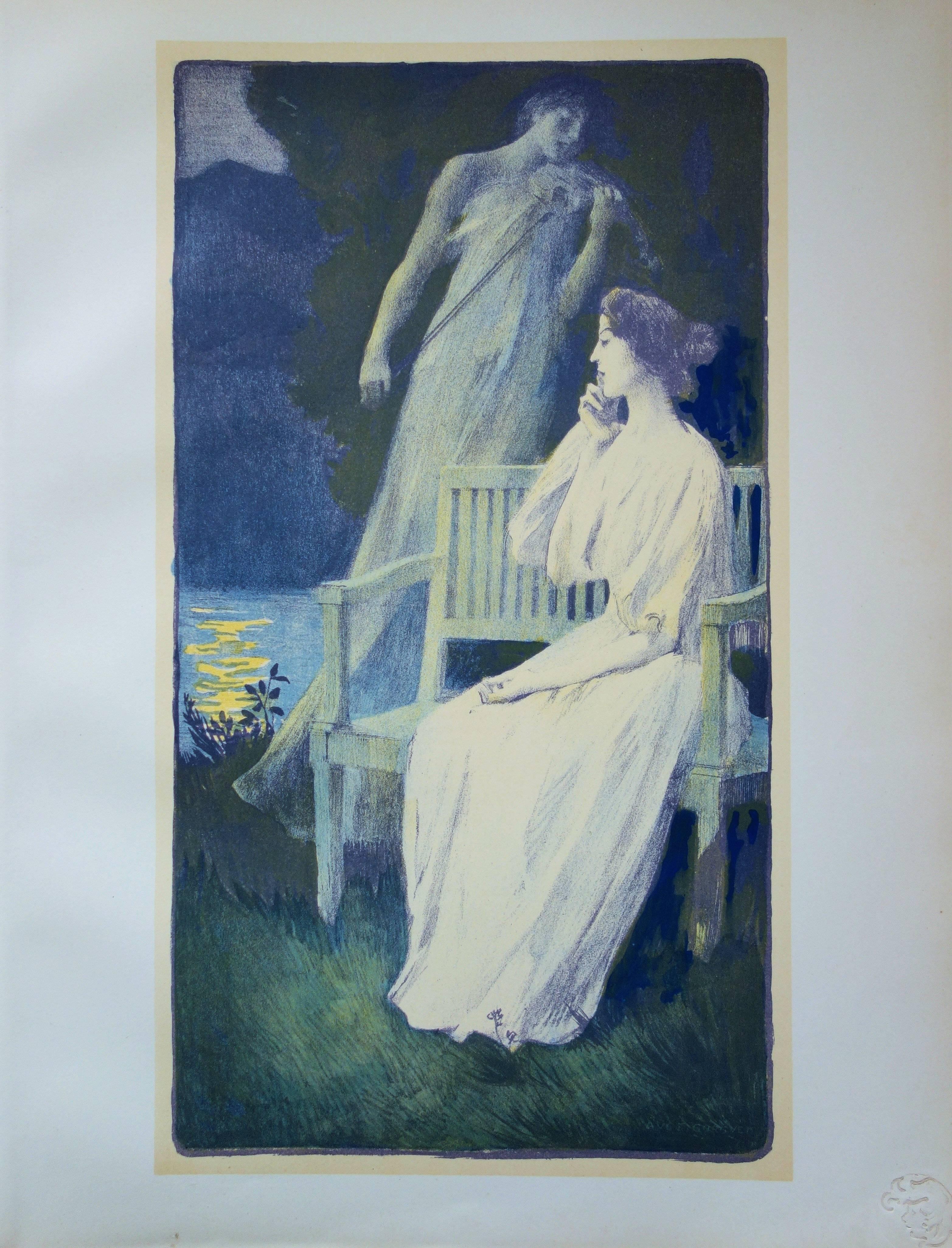 Night Andante - original lithograph (1897-1898) - Art Nouveau Print by Auguste François Gorguet