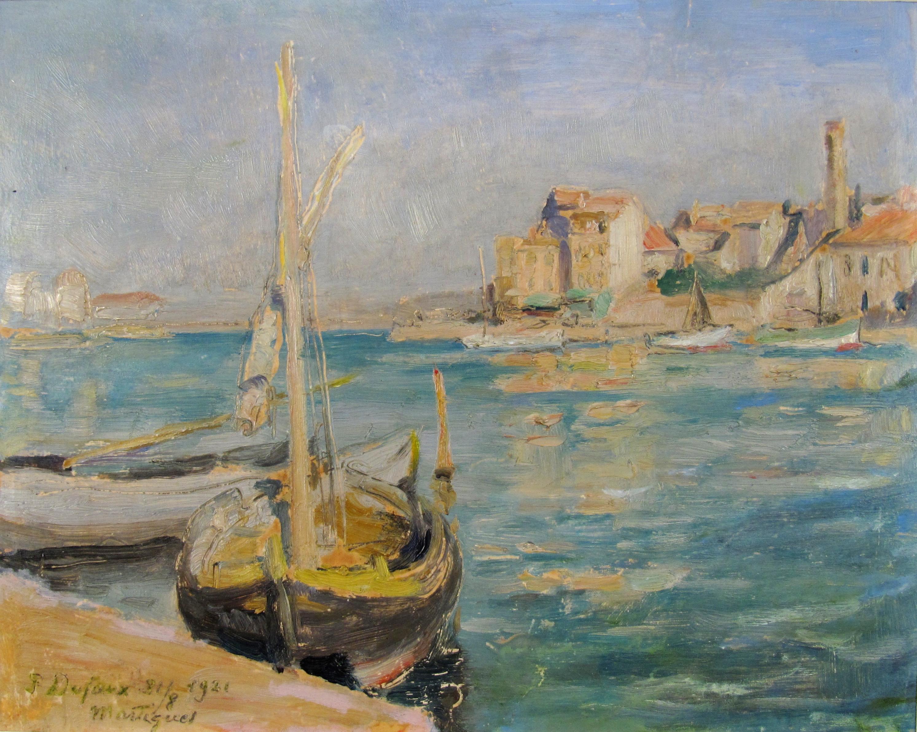 Oil Painting of the Harbour of Martigues in France on a Sunny August Day