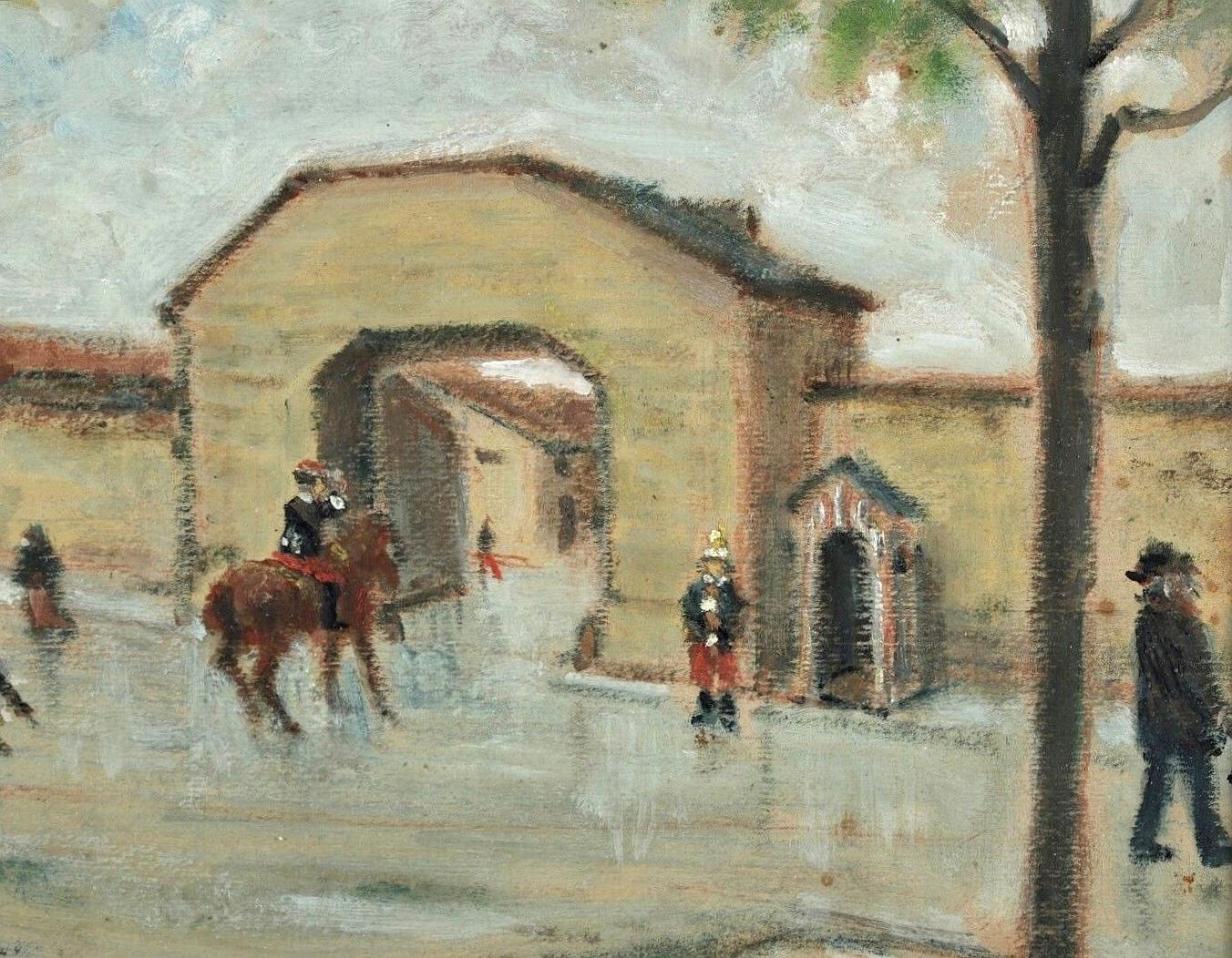 Grenelle, Paris - 19th Century French Impressionist Antique Oil Painting For Sale 1