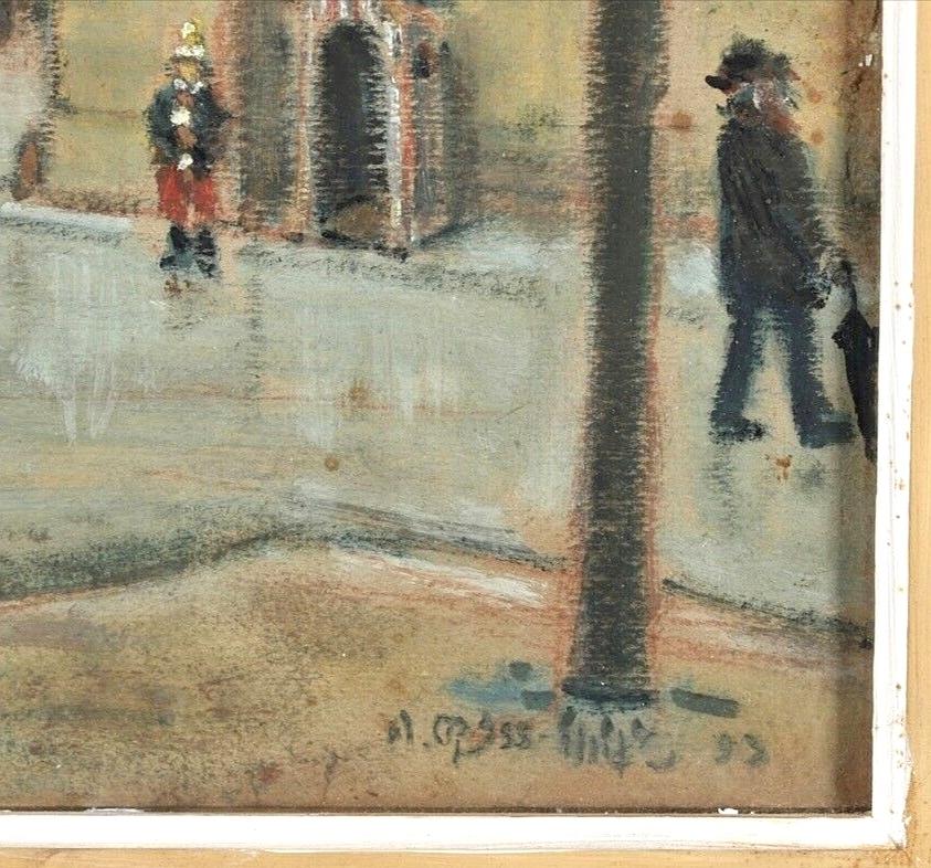 Grenelle, Paris - 19th Century French Impressionist Antique Oil Painting For Sale 4