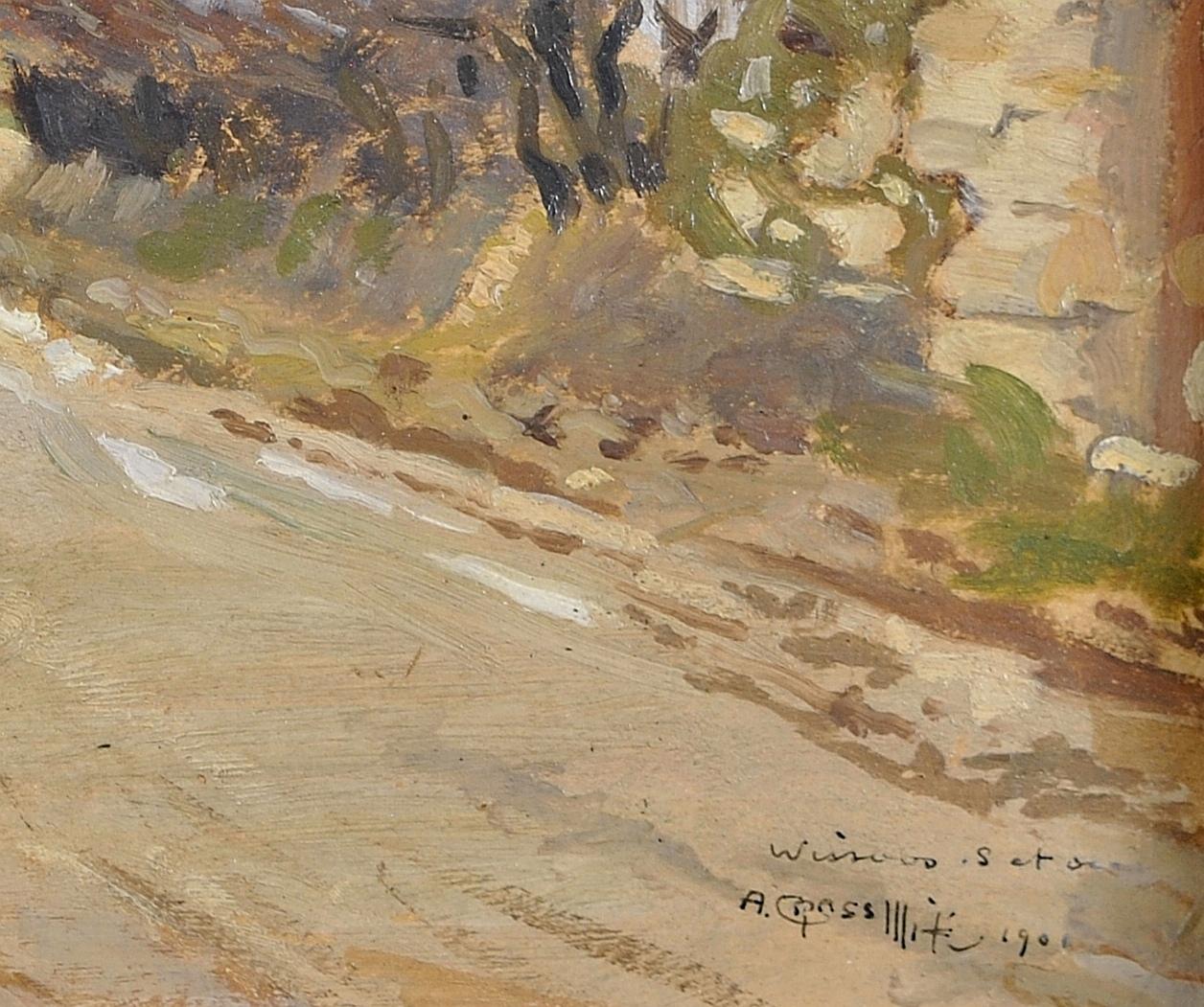 Wissous - Französische impressionistische Landschaft in der Nähe der Pariser Straße Haystack, Ölgemälde im Angebot 2