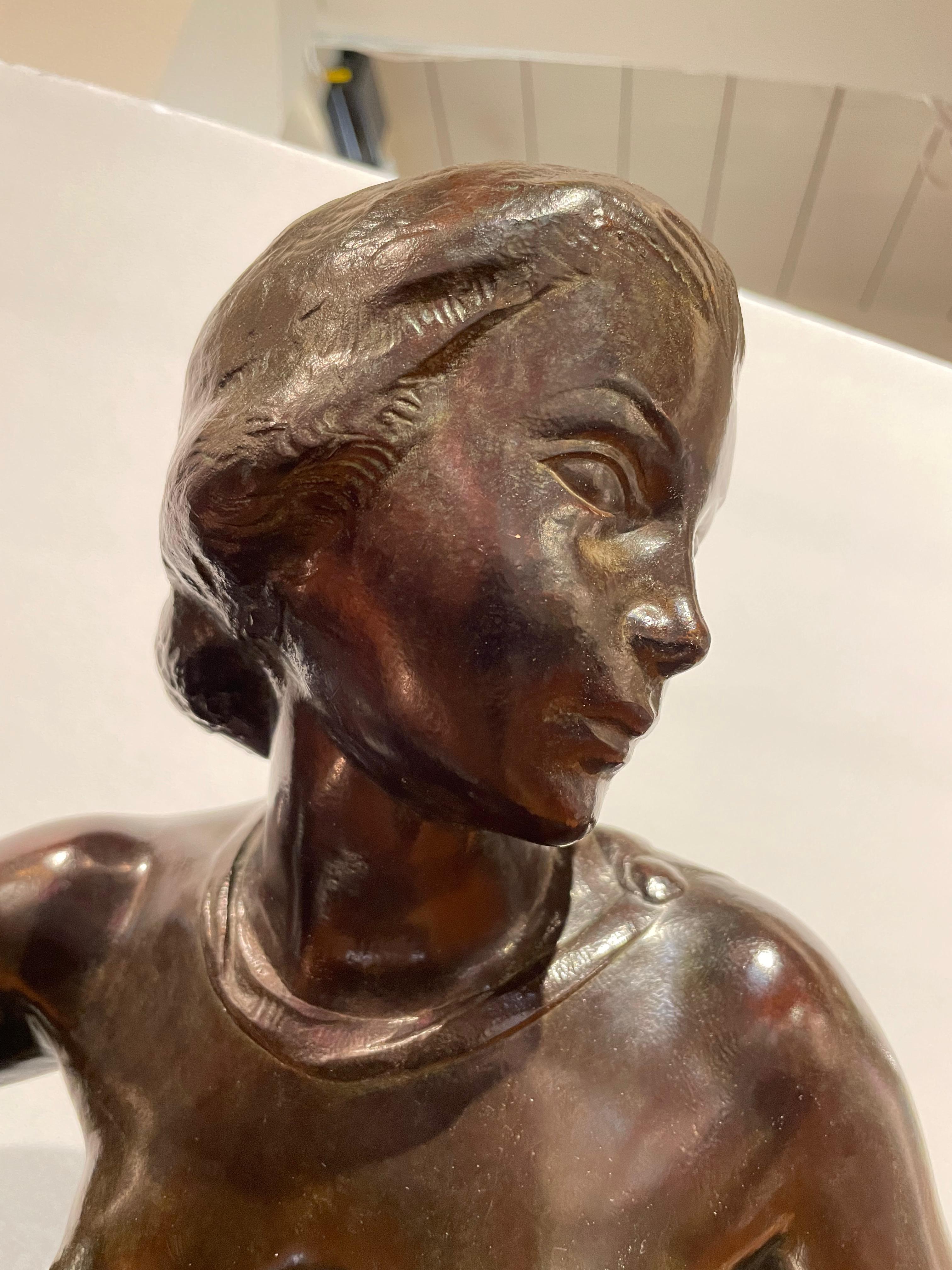 Auguste Guénot, French Art Deco Sculptor 1924 Female Model 1st Edition In Good Condition For Sale In Oakland, CA