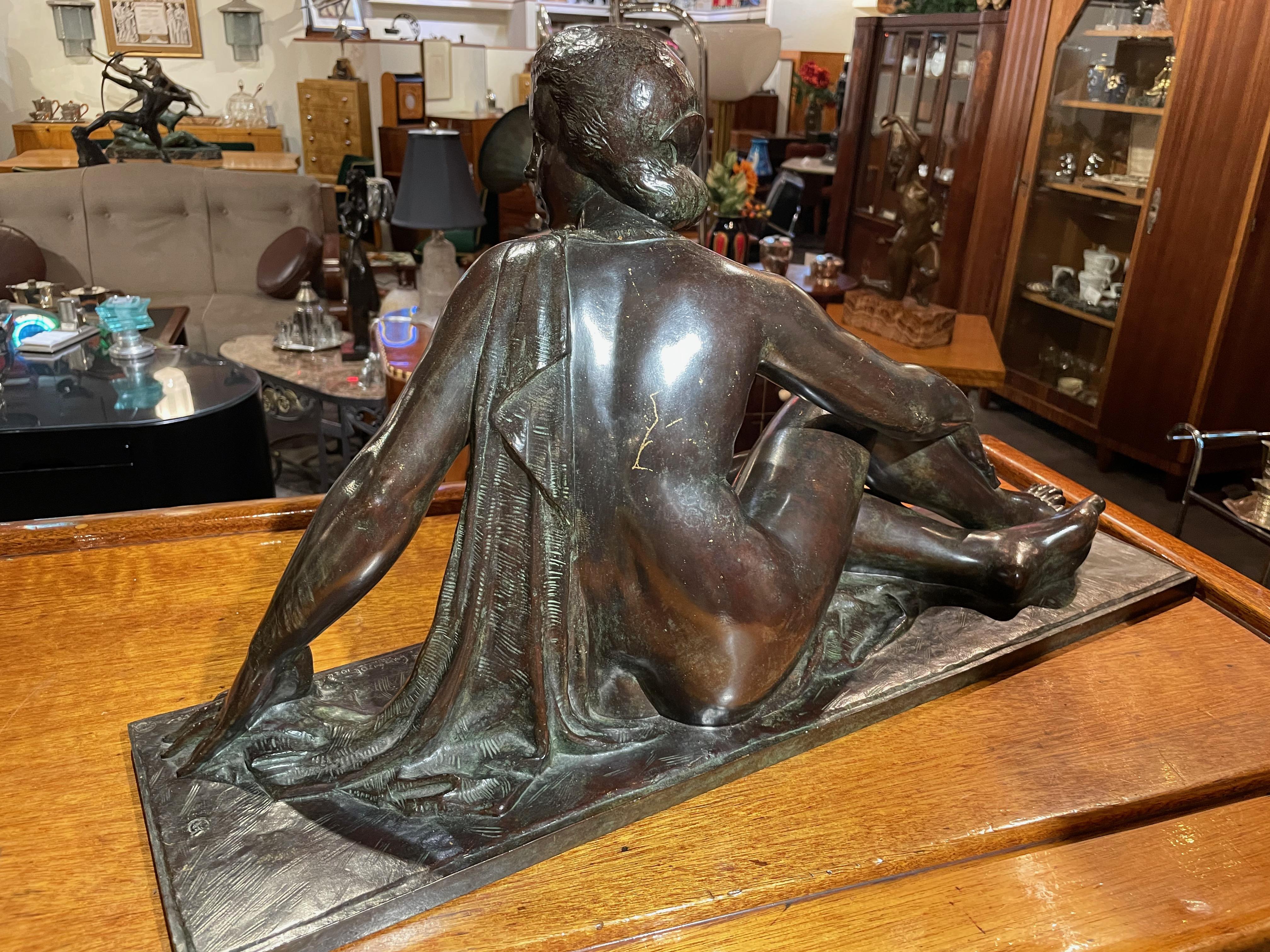 Bronze Auguste Gunot, sculpteur français de l'Art déco, modèle féminin de 1924, 1ère édition en vente