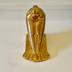 Auguste Heng (1891-1968) Pavone d'oro in ceramica Art Deco