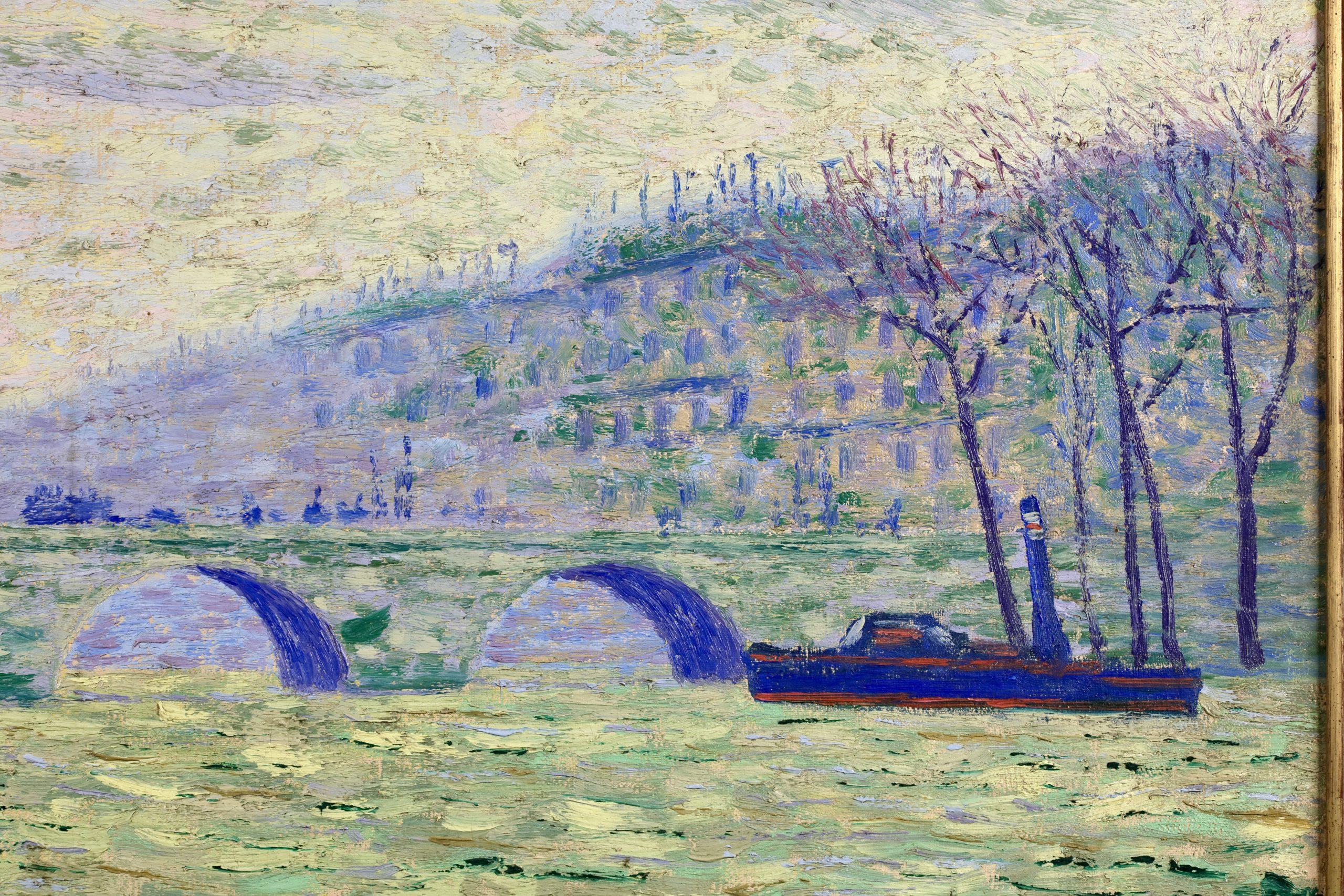 Le Pont Royal - Impressionist Landscape Oil Painting by Auguste Royal For Sale 1