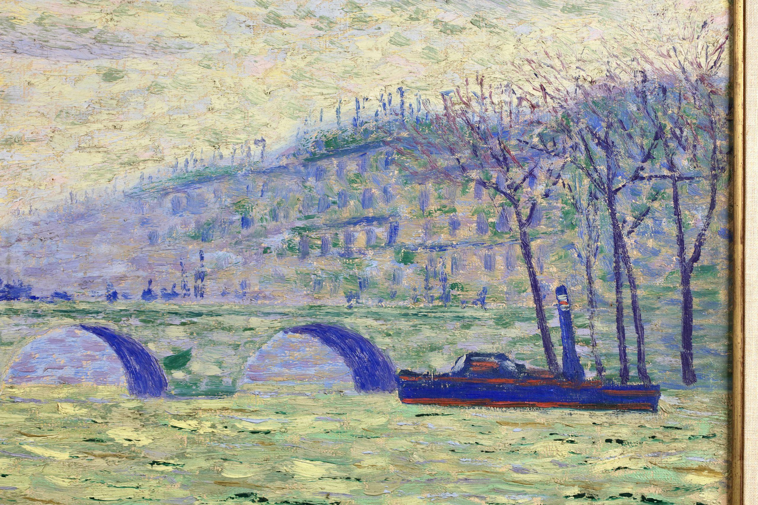 Le Pont Royal - Impressionist Landscape Oil Painting by Auguste Royal For Sale 6