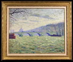 Le Pont Royal - Impressionist Landscape Oil Painting by Auguste Royal