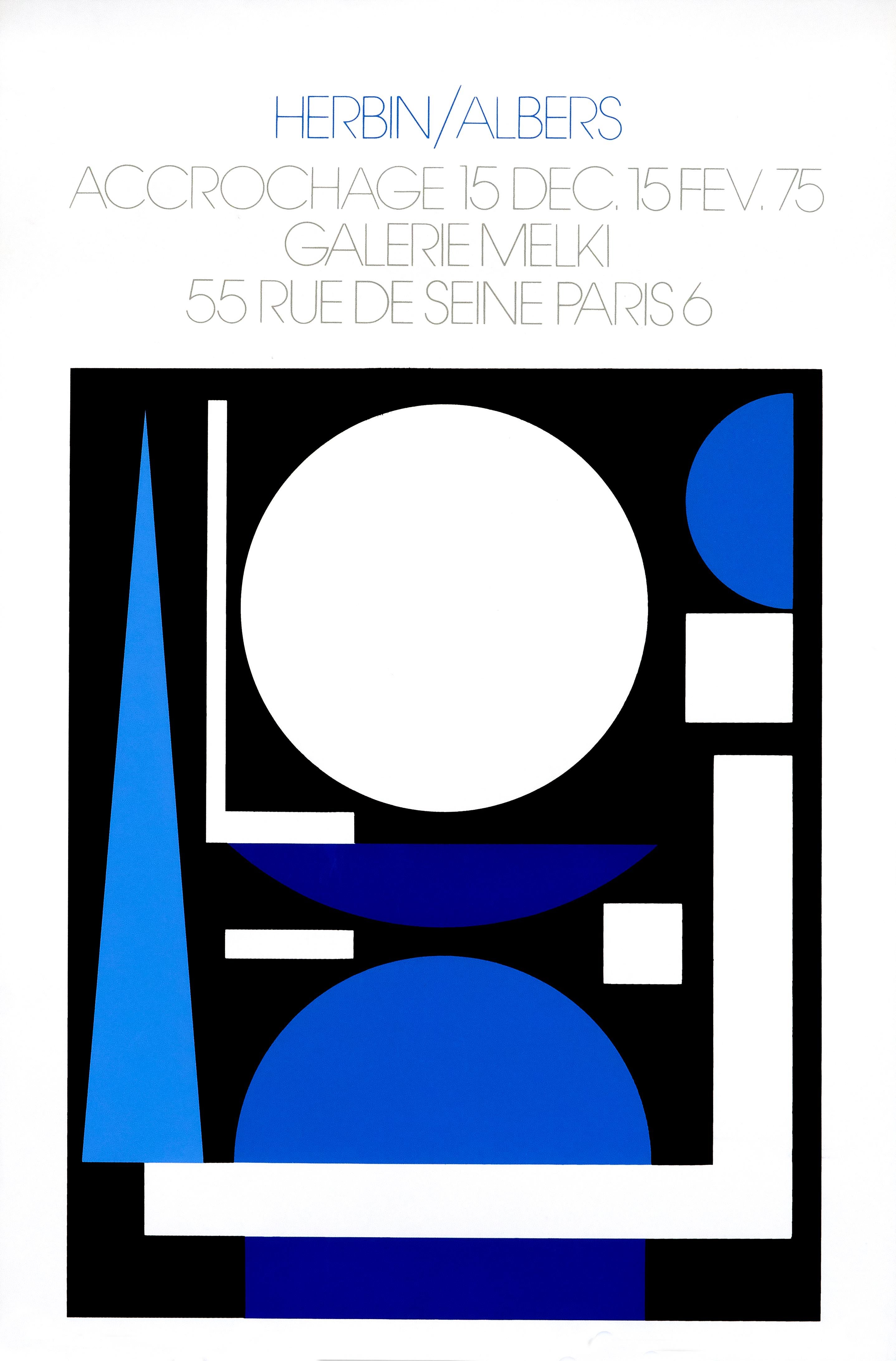 "Herbin/Albers - Accrochage 1975" Abstract Original Vintage Exhibition Poster - Print by Auguste Herbin