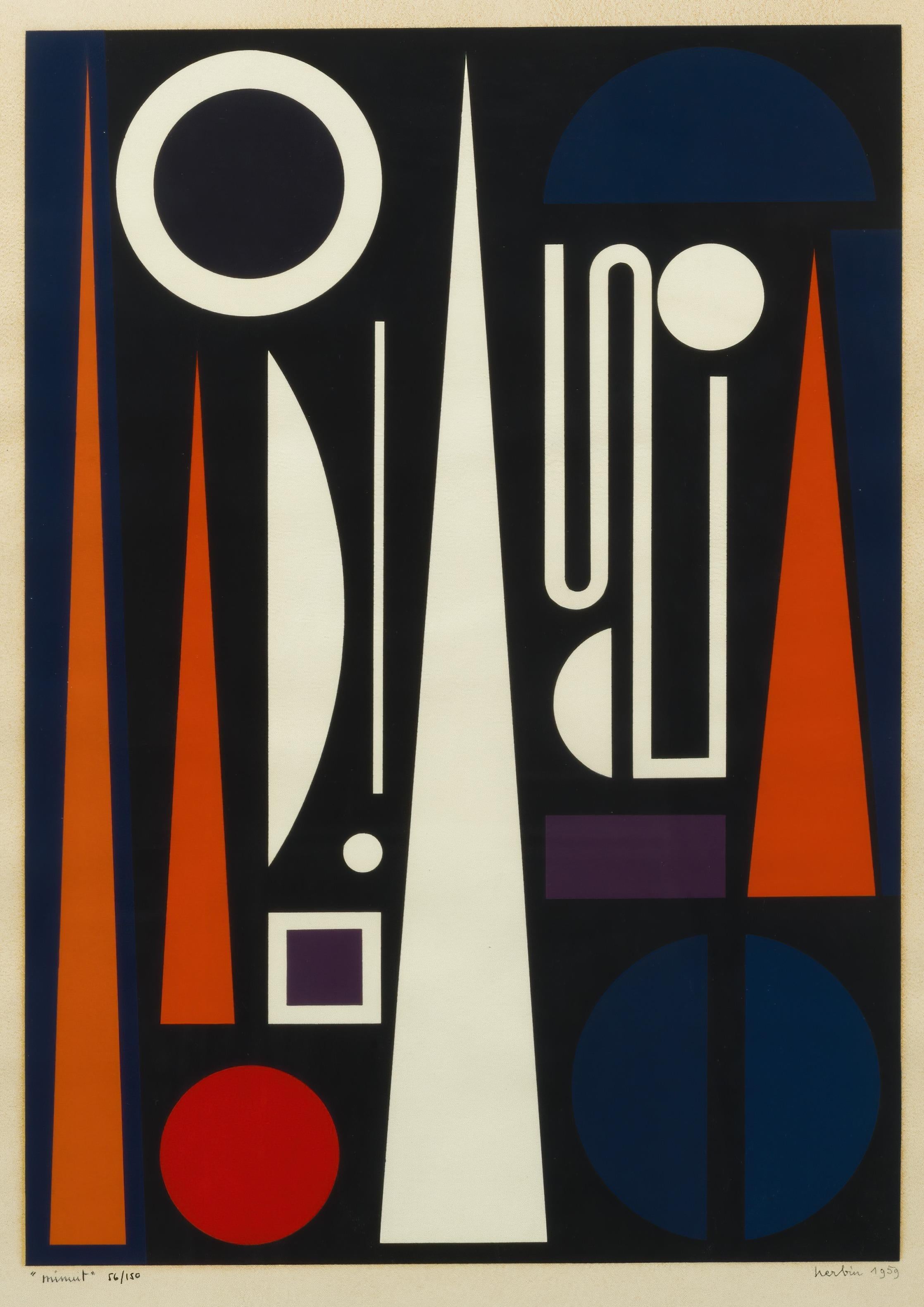 Auguste Herbin Abstract Print - Minuit