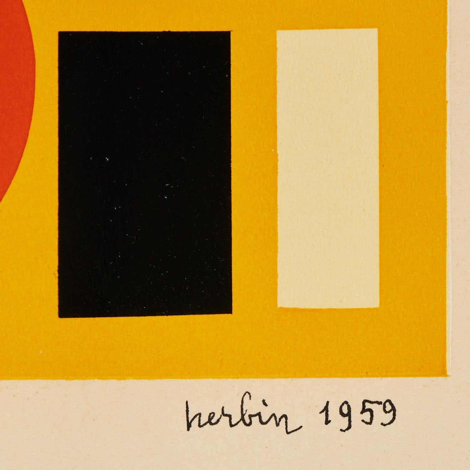 Vendredi - Orange Abstract Print by Auguste Herbin