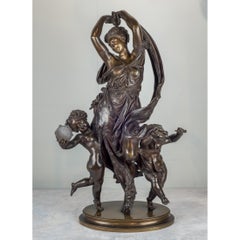 Eine feine Qualität patinierte Bronzegruppe mit Maenad- und Putten tanzenden Maenad- und Cherubs