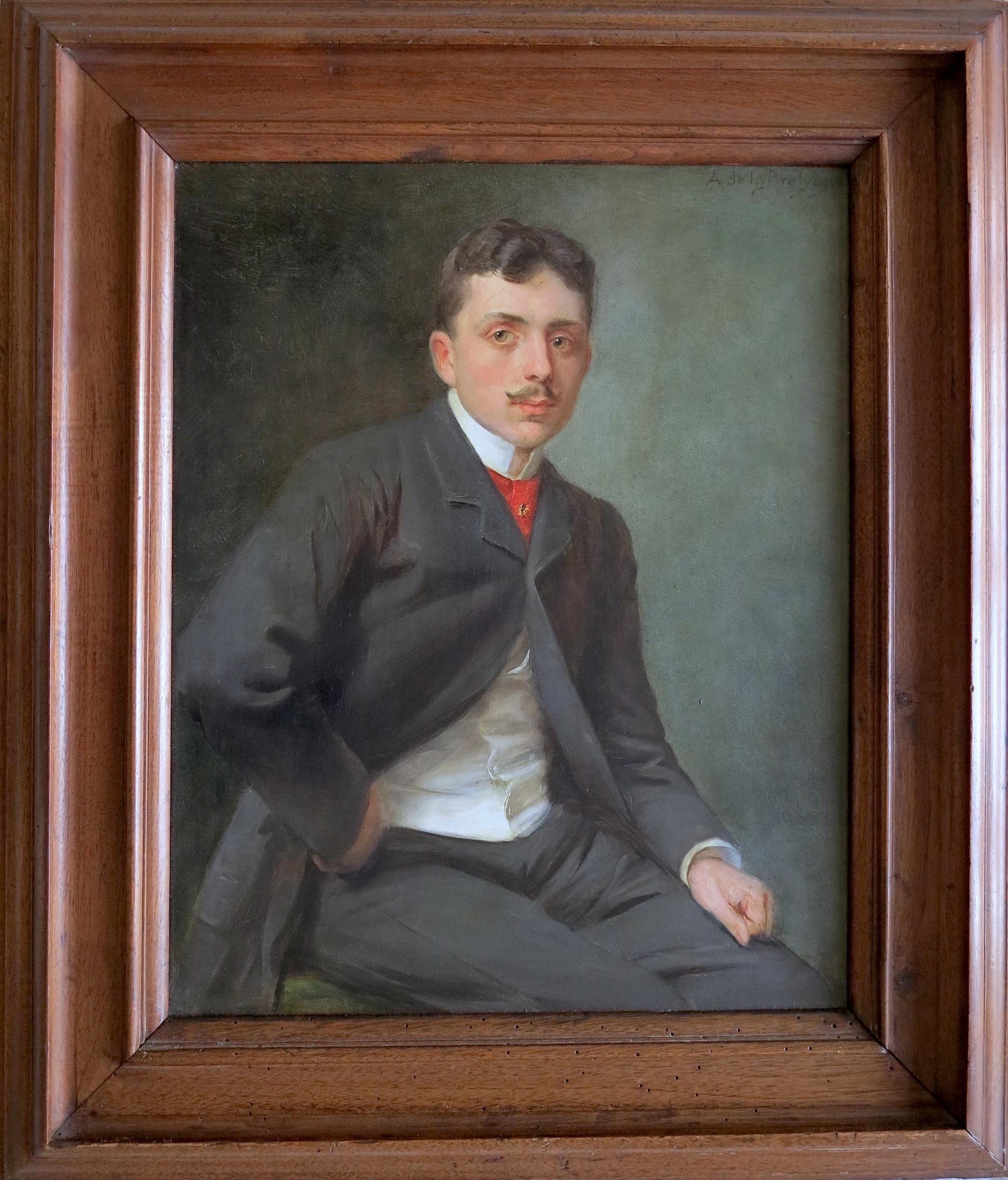 Auguste Joseph GIRARD de La BRELY Figurative Painting - Portrait of young man sitting