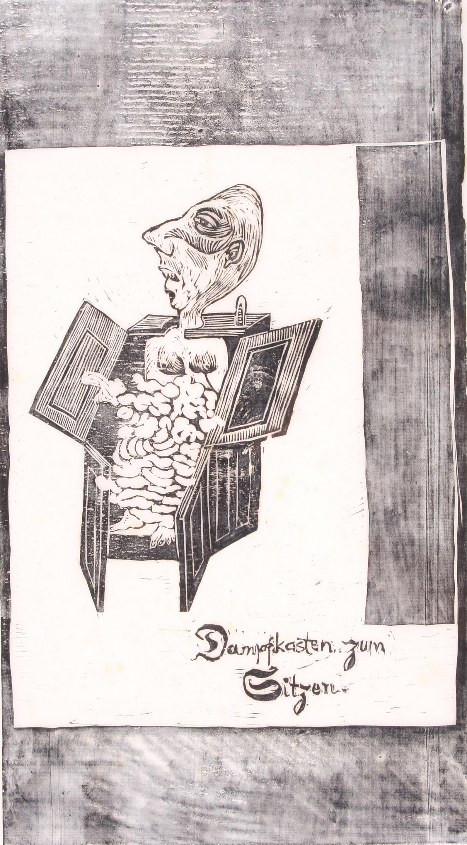 Auguste Kronheim Figurative Print – Dampfkasten / Steam Box