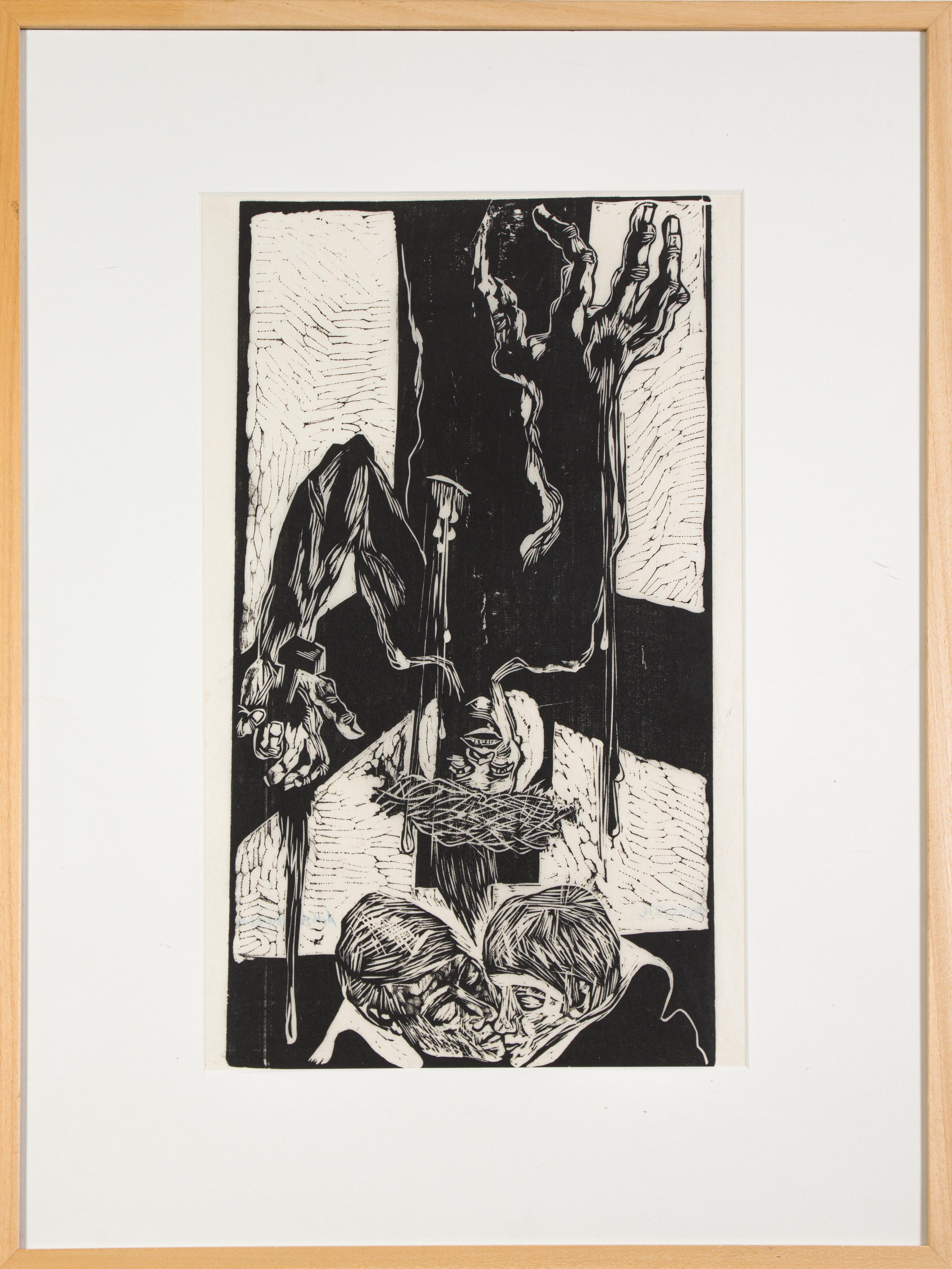 Lovers Under The Cross - Contemporary Print by Auguste Kronheim