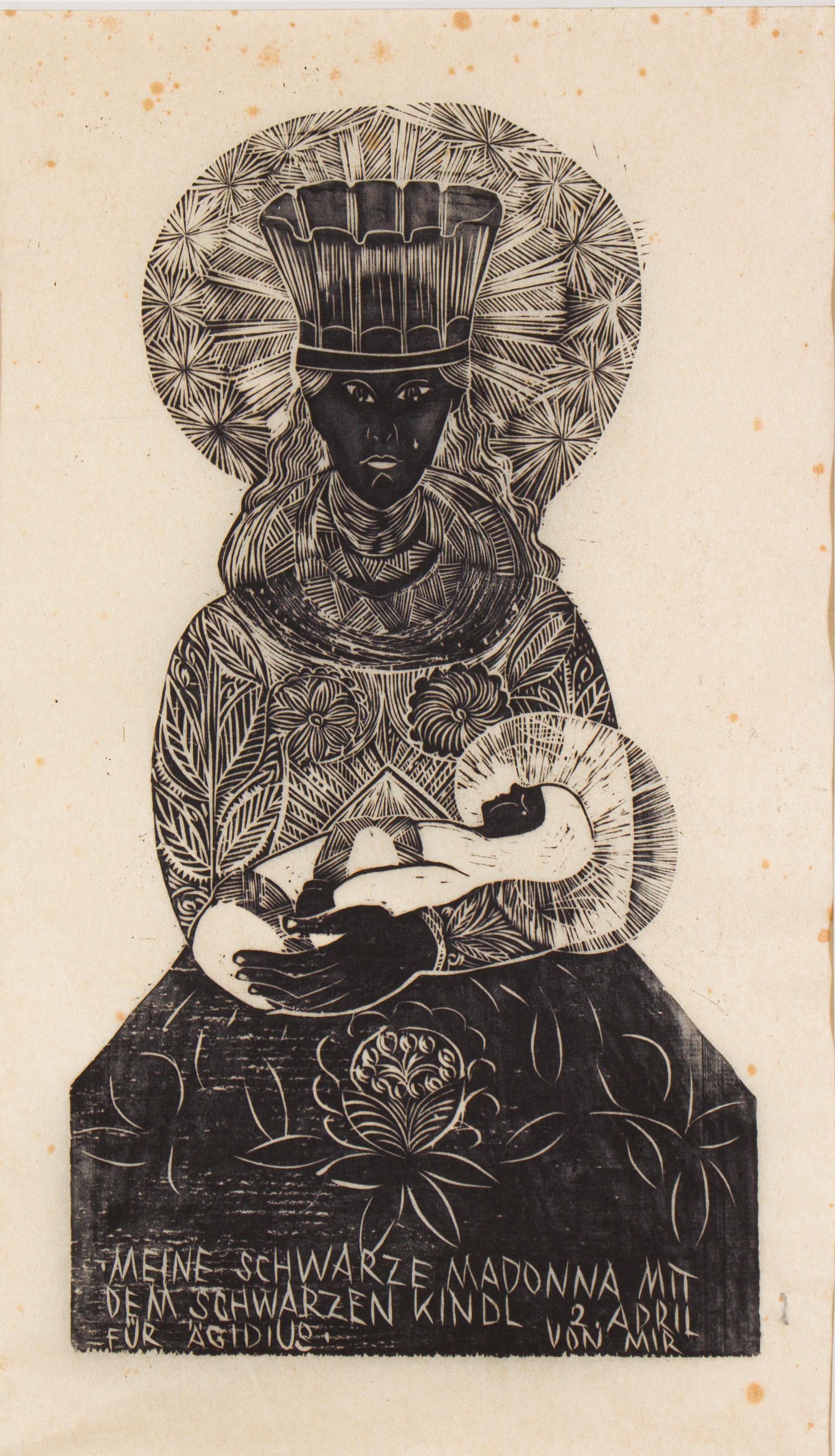 Auguste Kronheim Figurative Print - Schwarze Madonna 