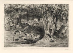 "La Cigogniere au Jardin" aguafuerte original