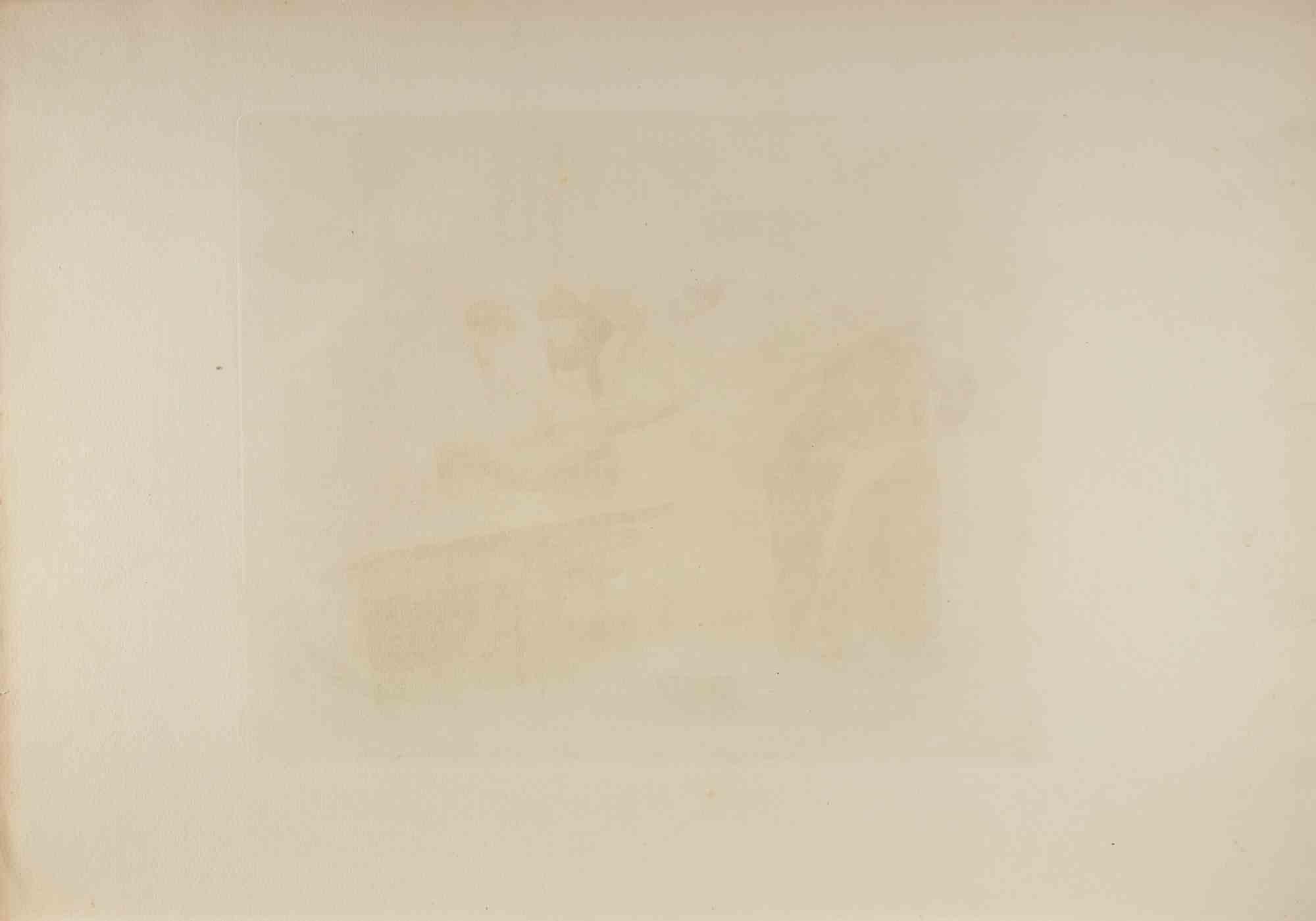 Les Trappistes - Etching by Auguste Lancon - 1883 - Print by Auguste Lançon