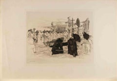 Les Trappistes - Etching by Auguste Lancon - 1883