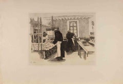 Les Trappistes - Etching by Auguste Lancon - 1883