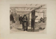 Les Trappistes - Etching by Auguste Lancon - 1883