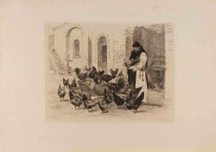 Les Trappistes - Etching by Auguste Lancon - 1883