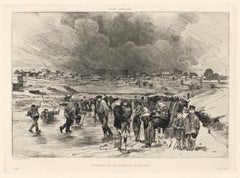 "Patineurs sur les etangs de la glaciere" original etching