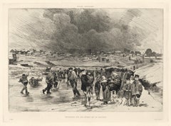 Antique "Patineurs sur les etangs de la glaciere" original etching