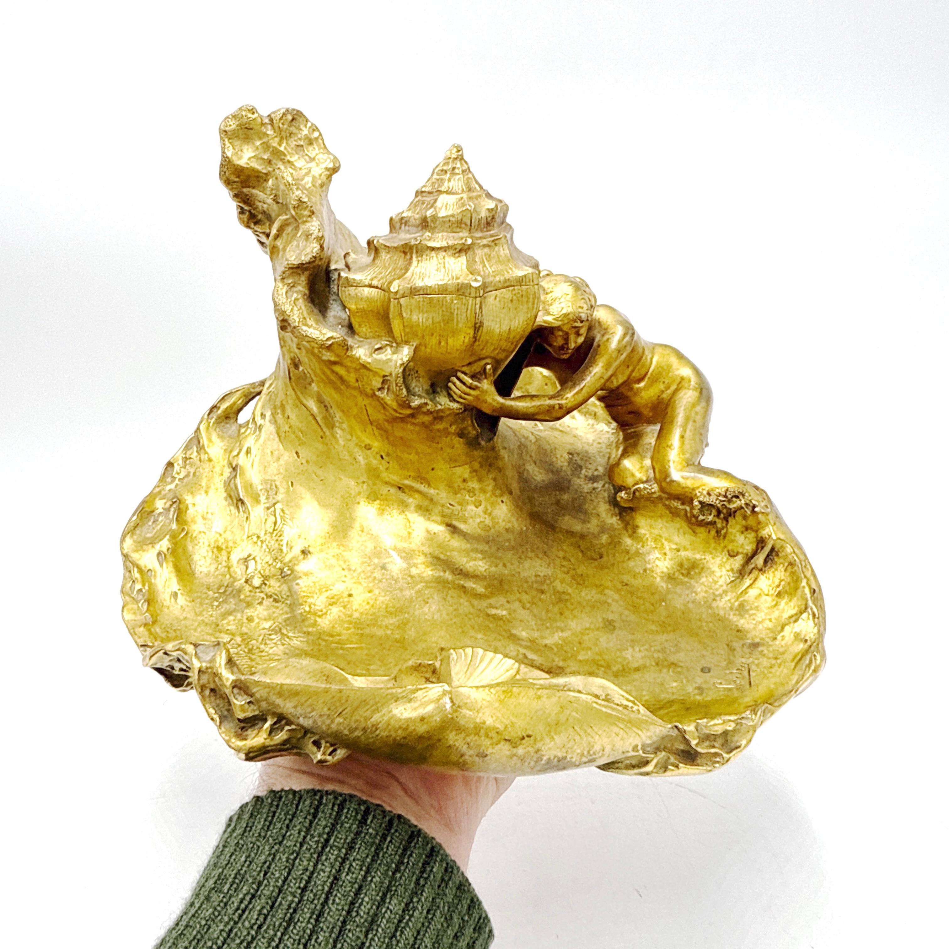 Auguste Ledru (francese, 1860-1902) Calamaio. Bronzo dorato - Fonderia Susse Frères in vendita 7