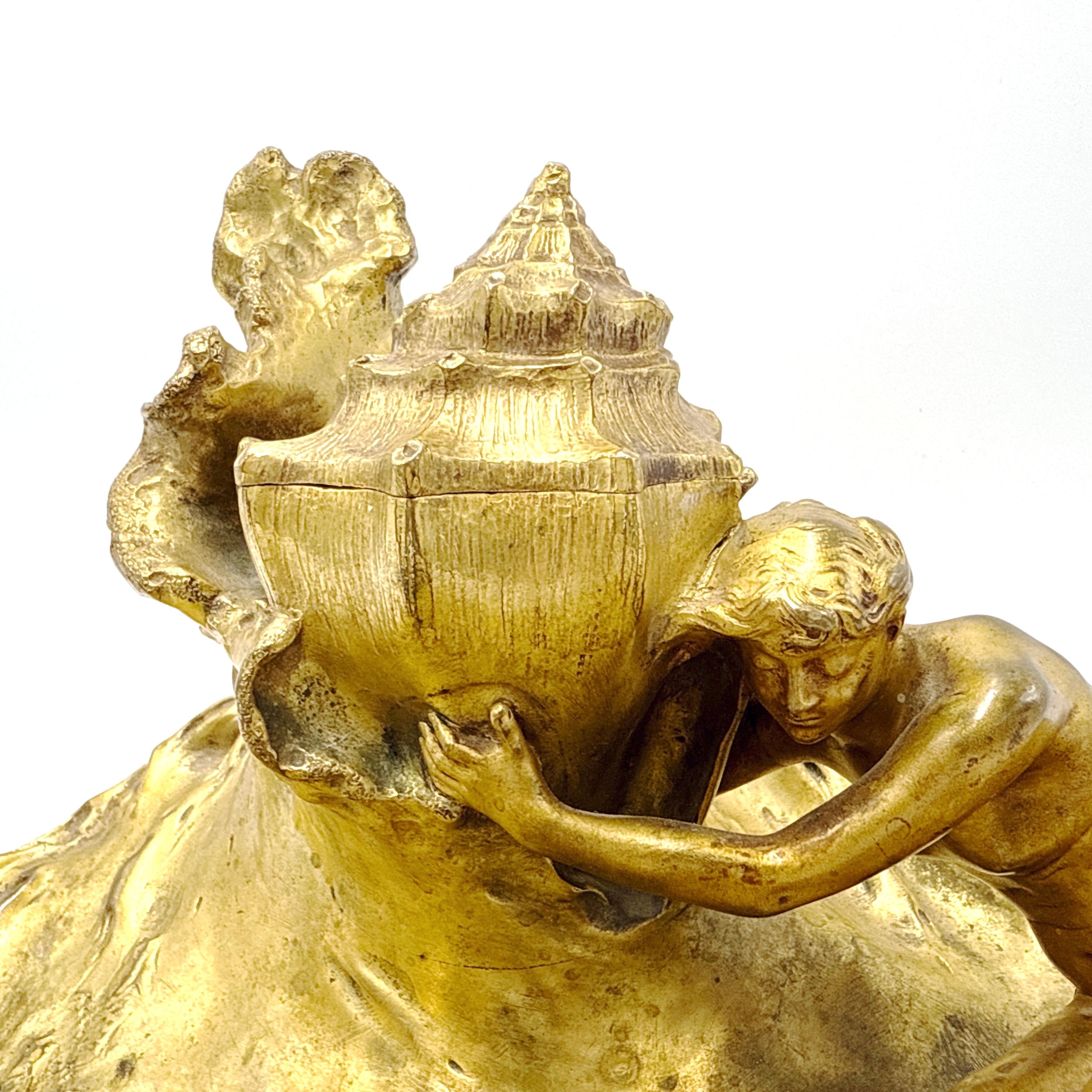 Francese Auguste Ledru (francese, 1860-1902) Calamaio. Bronzo dorato - Fonderia Susse Frères in vendita