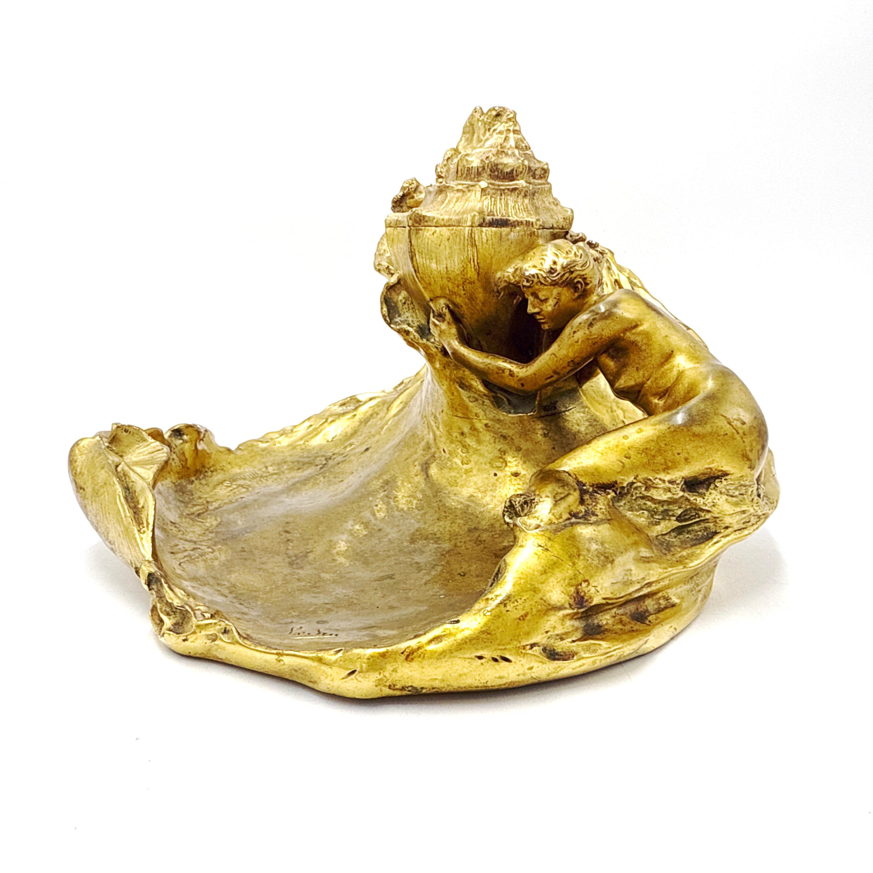 Auguste Ledru (francese, 1860-1902) Calamaio. Bronzo dorato - Fonderia Susse Frères In condizioni buone in vendita a Victoria, BC