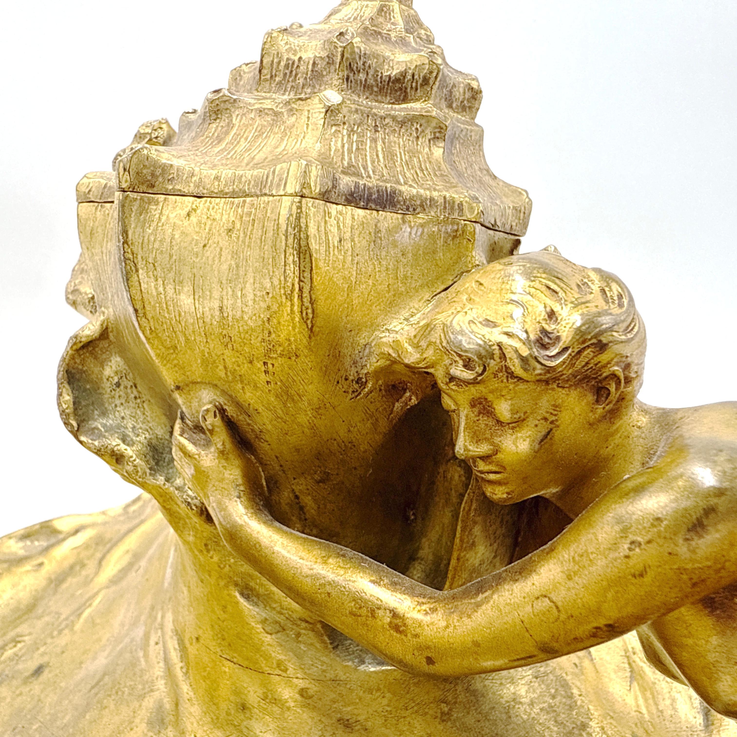 Fine XIX secolo Auguste Ledru (francese, 1860-1902) Calamaio. Bronzo dorato - Fonderia Susse Frères in vendita