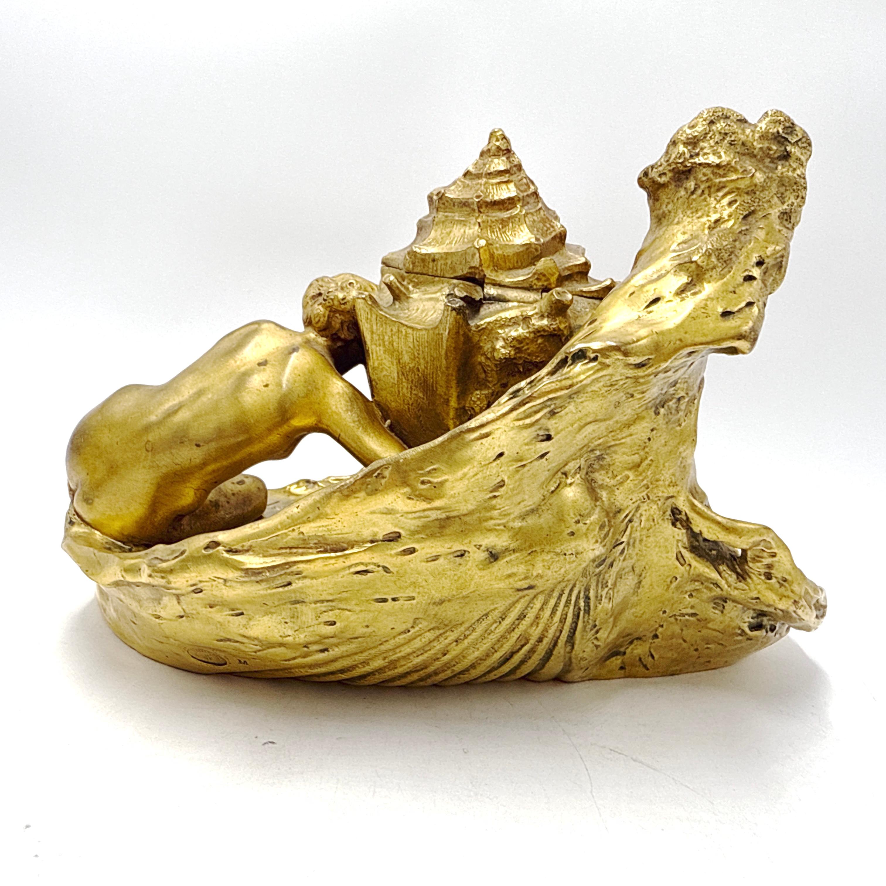 Auguste Ledru (francese, 1860-1902) Calamaio. Bronzo dorato - Fonderia Susse Frères in vendita 1