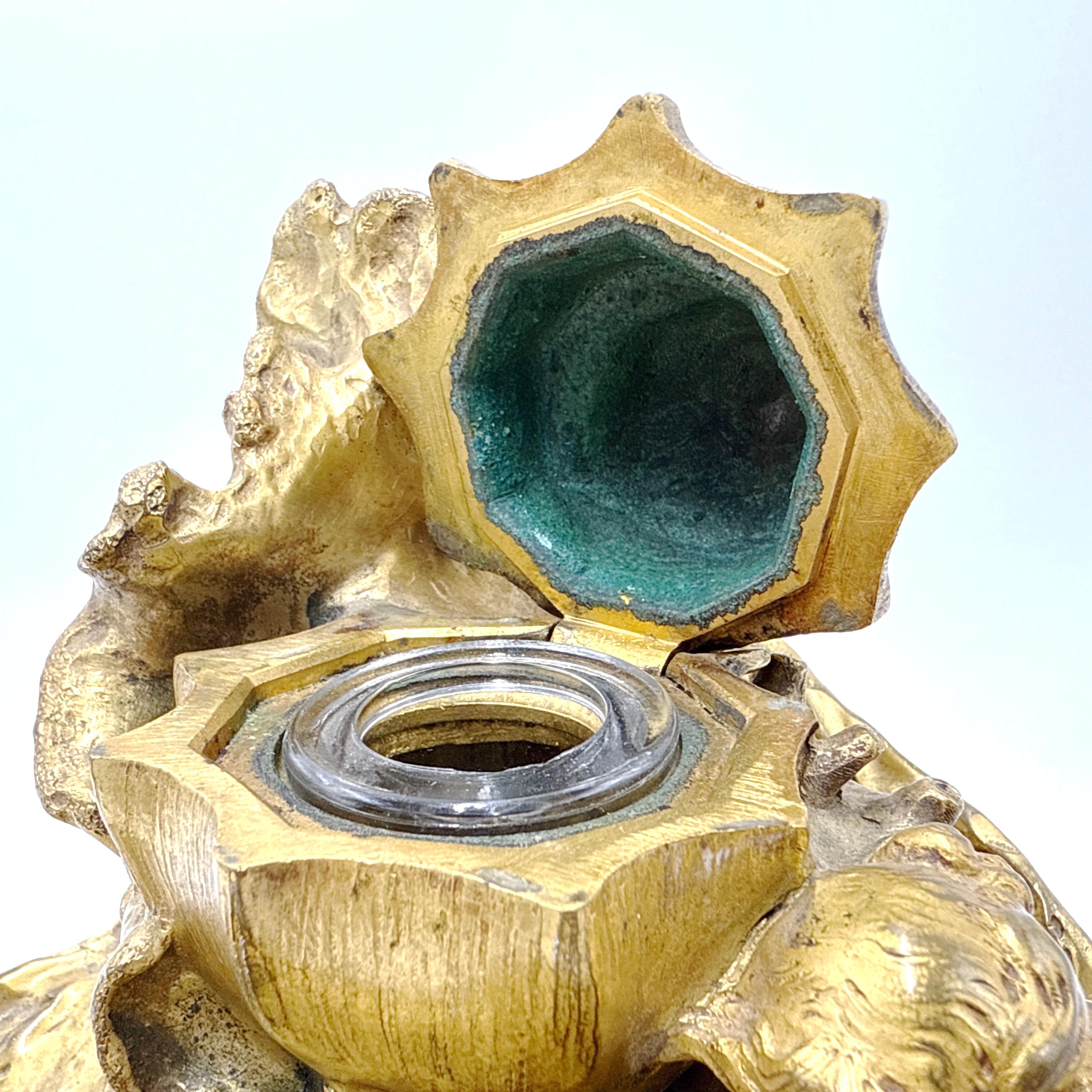 Auguste Ledru (francese, 1860-1902) Calamaio. Bronzo dorato - Fonderia Susse Frères in vendita 3