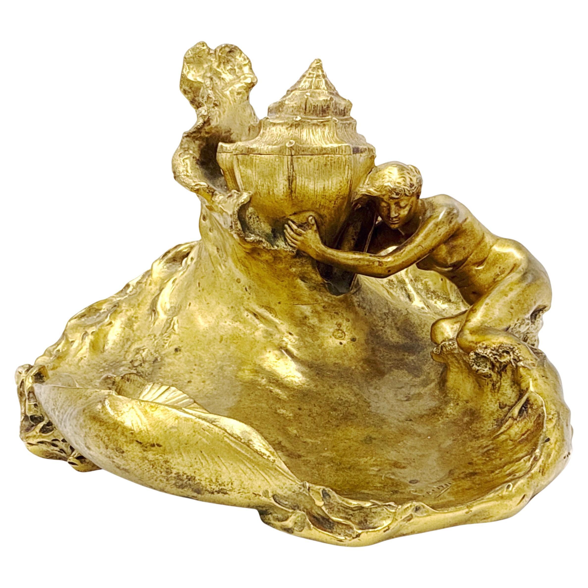 Auguste Ledru (francés, 1860-1902) Tintero. Bronce dorado - Fundición Susse Frères