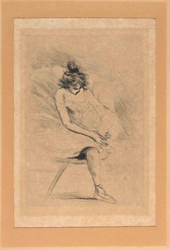 The Ballerina – Original B/W-Radierung von Auguste Legrand – 1900er Jahre